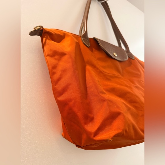Authentic Longchamp Orange and Brown Tote Bag - Picture 3 of 8